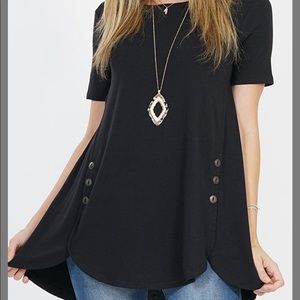 Super Short Sleeve Cute TUNIC TOP with button detailing!